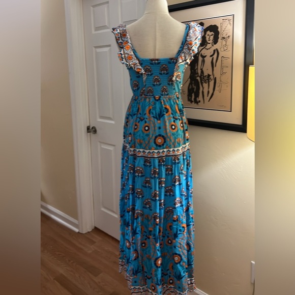 Celina Moon,Tuckernuck, Floral,Tiered, Lined Dres,Blue Patterned Dress, Size S - Picture 10 of 10